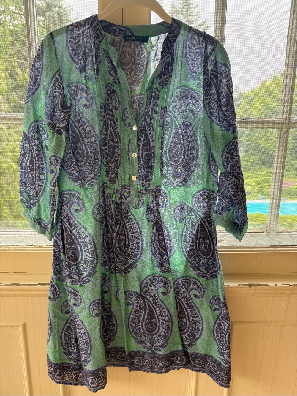La Plage Green Paisley Mini Dress